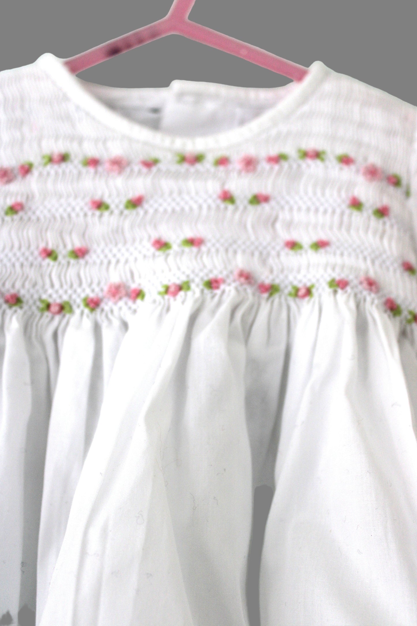 Meleze white smocked baby's dress