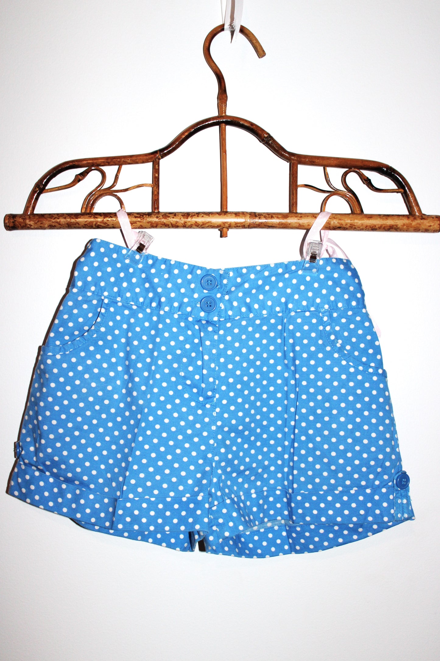 Pink Sugar blue polka dot shorts
