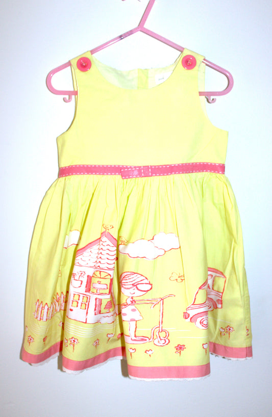 Pumpkin Patch chatreuse yellow print dress