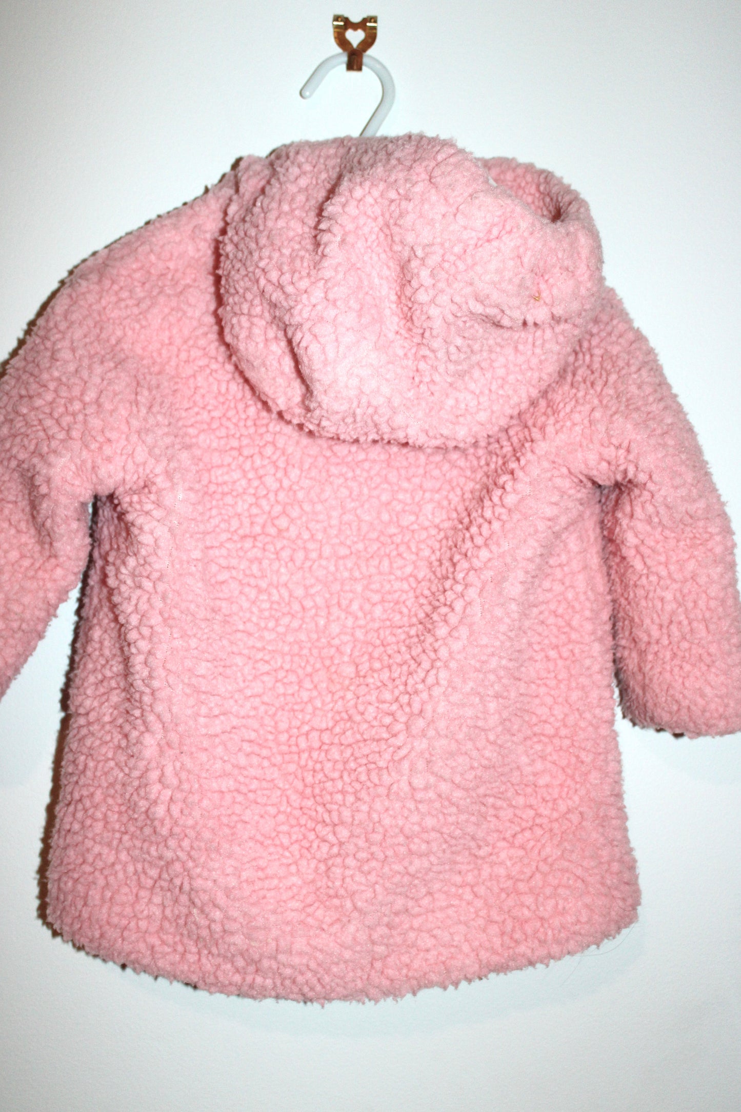 English pink fake fur toddler's jacket