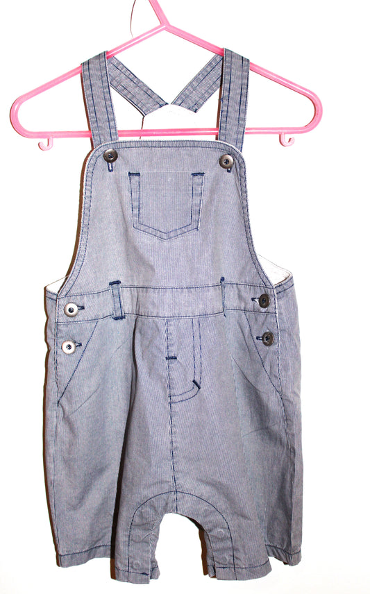 Bebe boy's blue/white stripe overalls