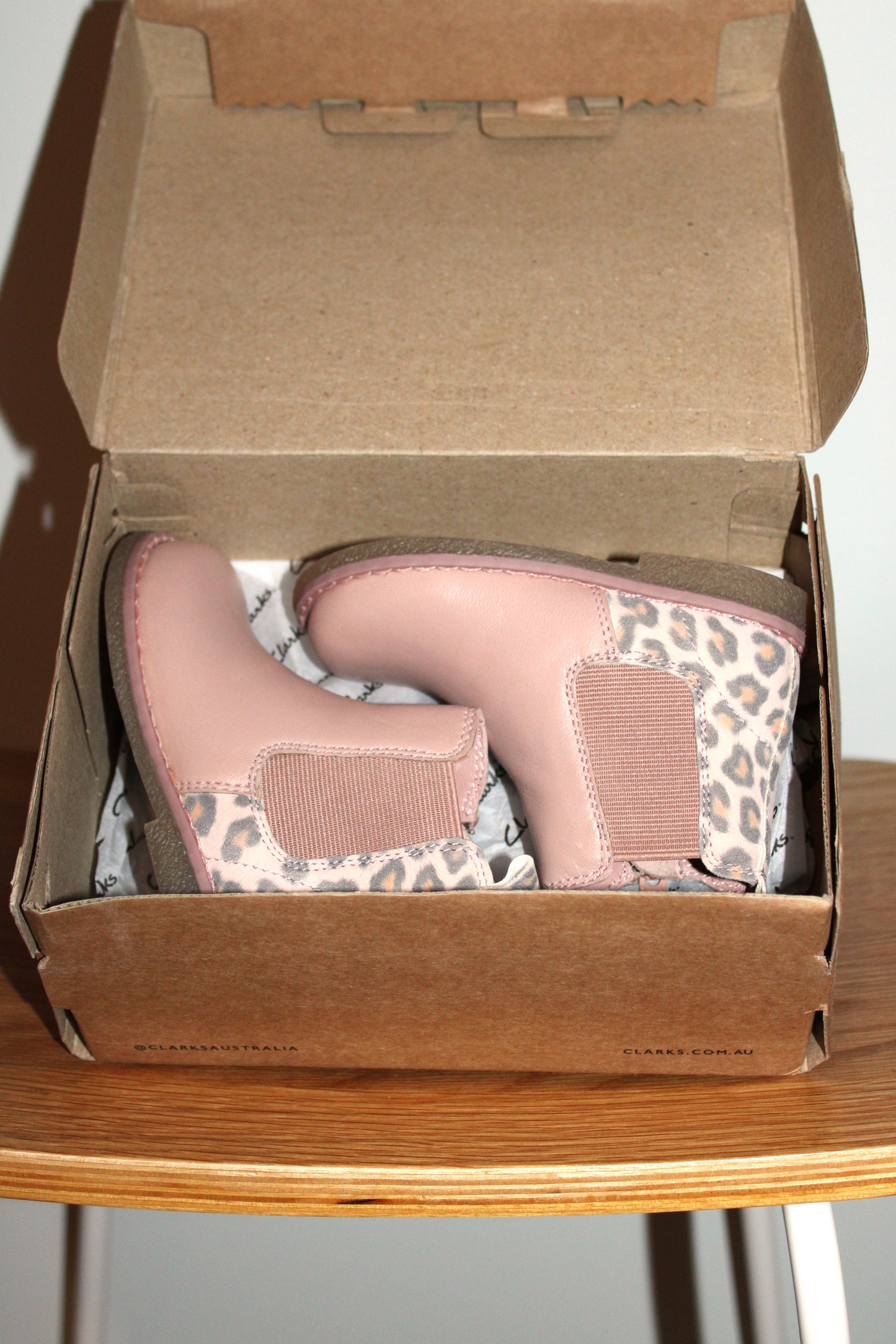 Clarks Baby's pink/leopard print boots