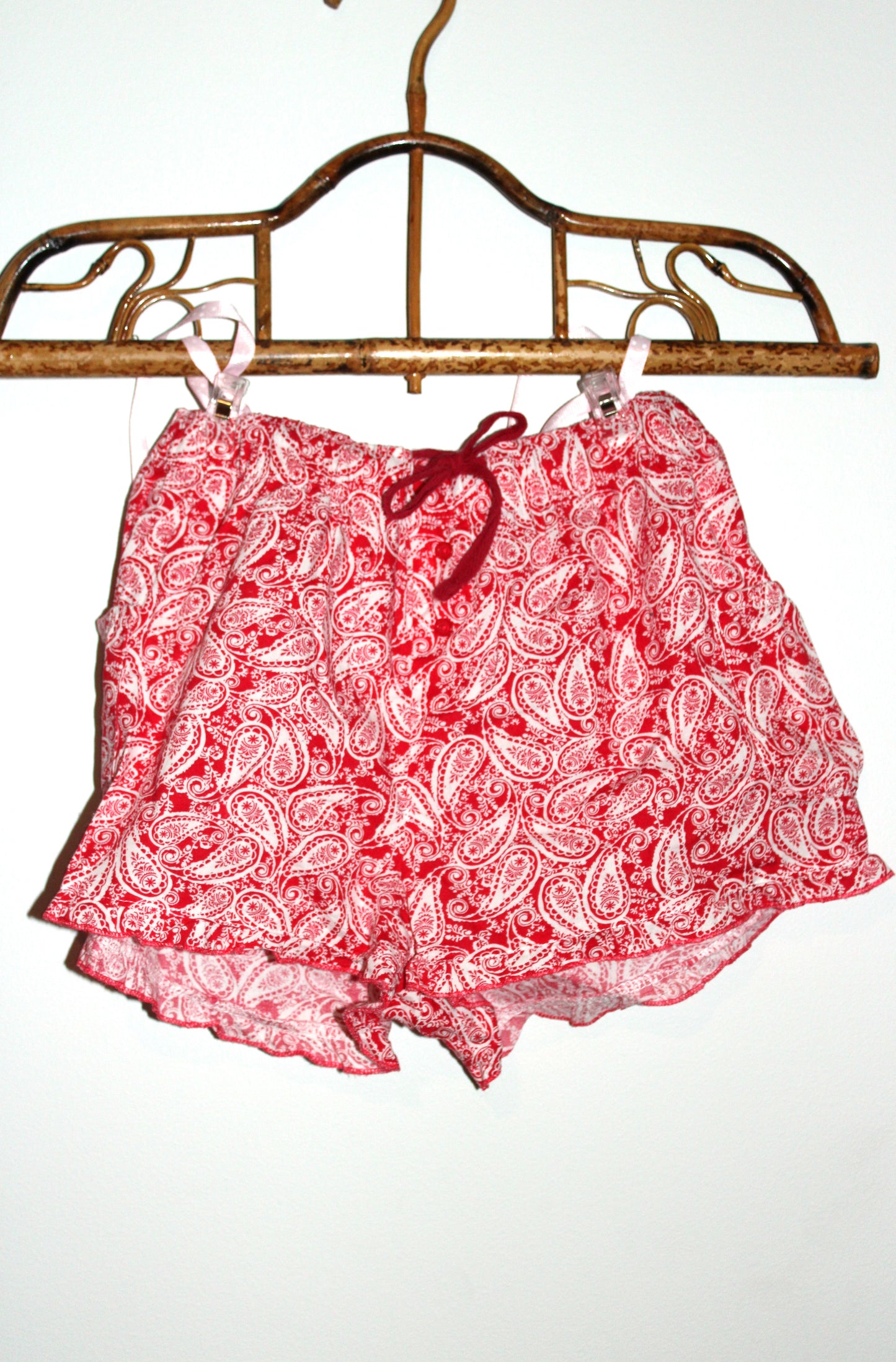 Collette Dinnigan red paisley shorts