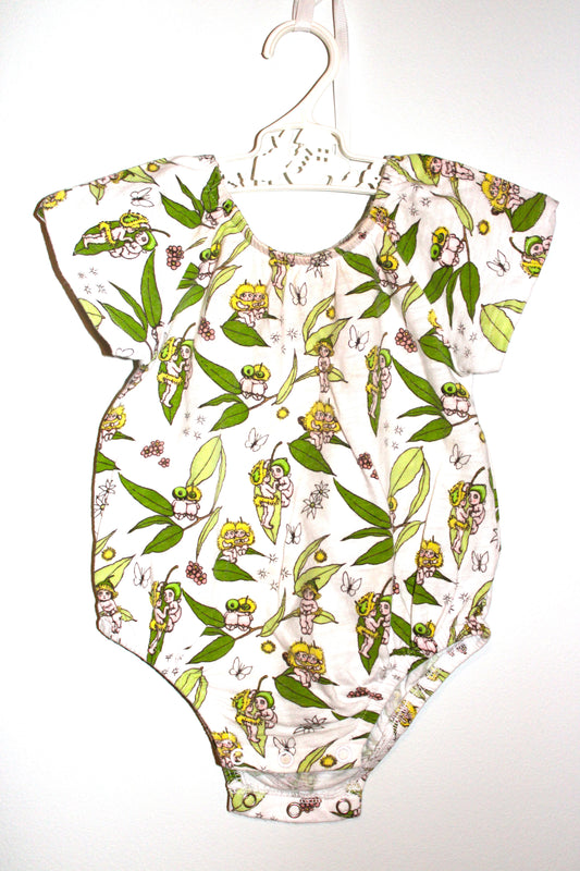 May Gibbs gumnut baby patterned romper