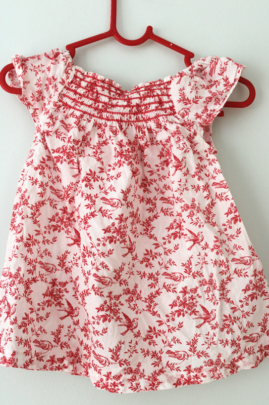 Pure Baby red floral smocked dress