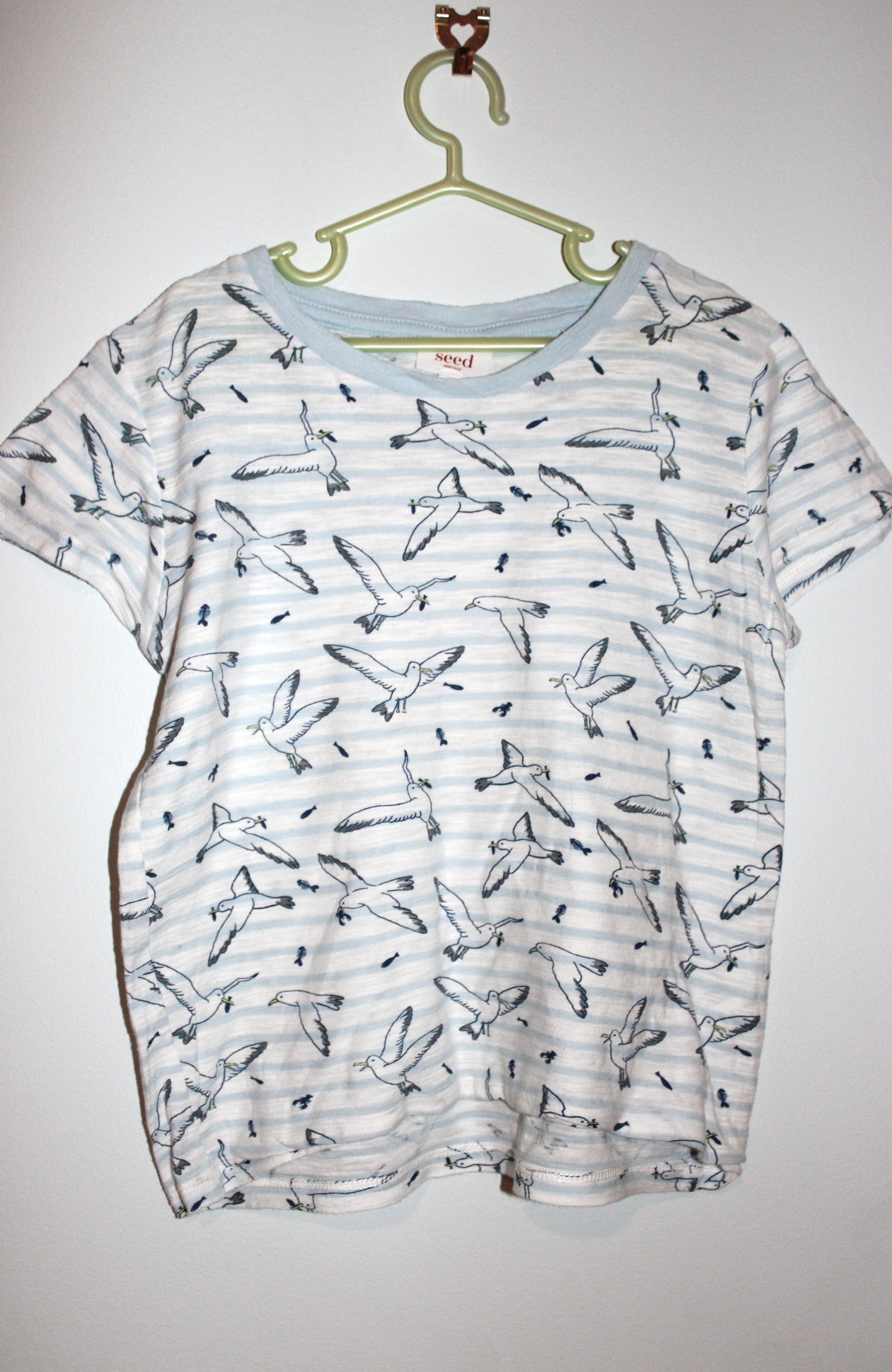 Seed Blue seagull print T-shirt