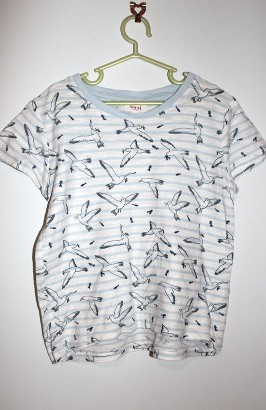 Seed Blue seagull print T-shirt