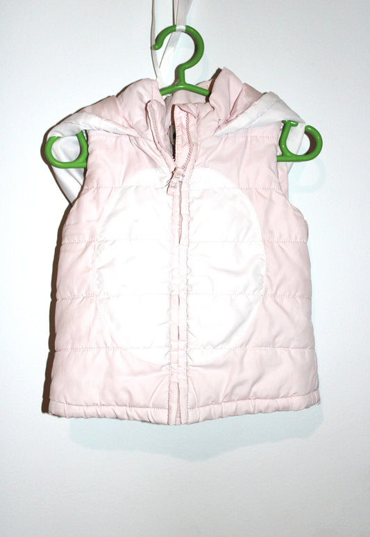 Padded pink baby's hooded vest